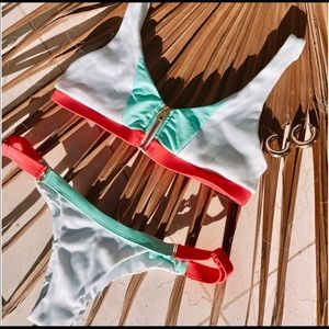 Beach Bunny White and Mint Bikini